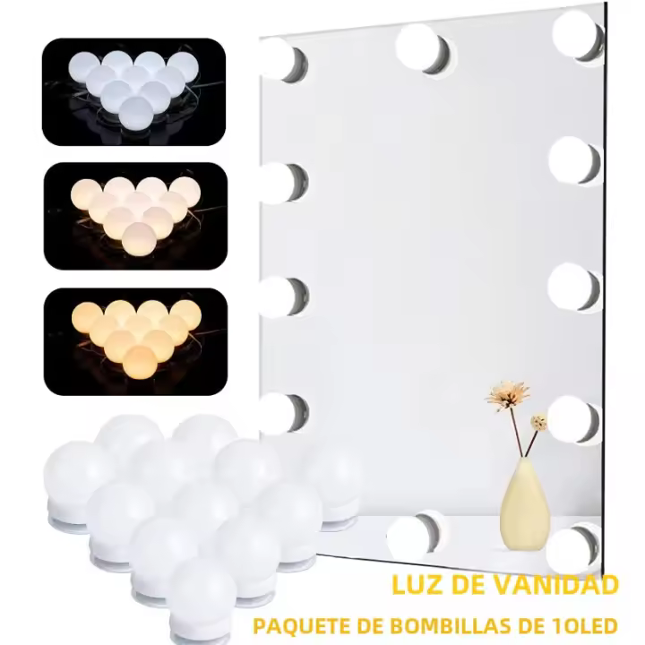 Bulbo De Lámpara De Espejo De Vestíbulo LED Iluminación De Maquillaje Para Mesa De Vestir Iluminación Nocturna Decorativa Para Dormitorio Regulable Sin Pasos - 1