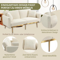 Sofá Doble Moderno para Sala de Estar, Sofá Doble with Cojines, Sofá de Terciopelo con Respaldo Ajustable, Sofá Cama Cómode with Patas Tapichadas y Metálicas para Habitaciones pequeñas, Blanco - details 1