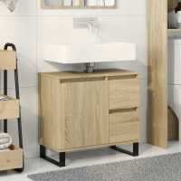 vidaXL Armario de baño madera contrachapada 65x33x60 cm en color Roble Sonoma/Madera antigua/Blanco y más | almacenamiento funcional diseño moderno para baño dormitorio sala - details 0