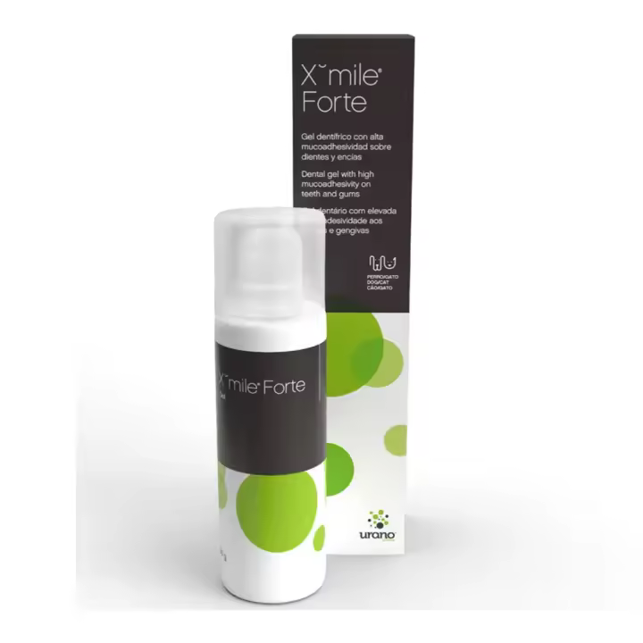 X-mile Forte 30 g gel dental para el cuidado diario de dientes y encías con tendencia a la inflamación para perros y gatos Urano - 1