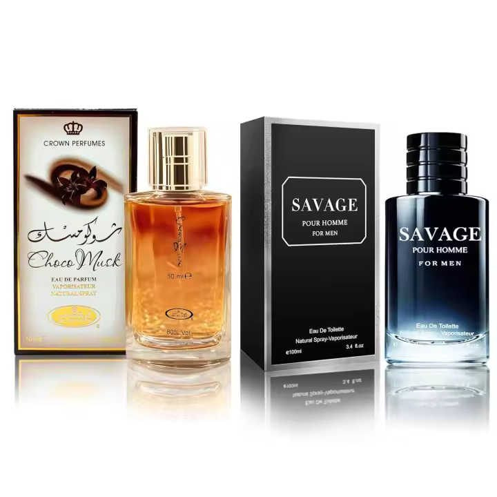 Set de colonia para hombre Choco Musk (50 ml) y 1 Billion (100 ml). Notas de almizcle, chocolate con leche y vainilla. Fragancia duradera. Regalo para hombre. - 1