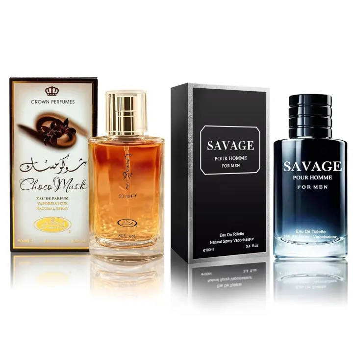 Set de colonia para hombre Choco Musk (50 ml) y 1 Billion (100 ml). Notas de almizcle, chocolate con leche y vainilla. Fragancia duradera. Regalo para hombre. - 1