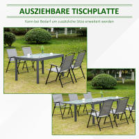 Mesa de Jardín Mesa de Coque con tapa de Cristal Templada 160-210 cm extensible, Aluminio, rectangular, Blanco Huesto, para muebles de Balcón y Jardín - details 4