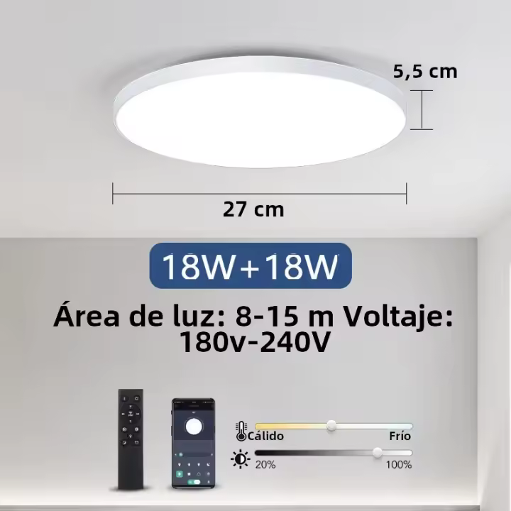 Lámpara De Techo Inteligente LED MARPOU Con Control Remoto Y Aplicación Para Dormitorio Y Sala De Estar Iluminación Ajustable Y Moderna - 1