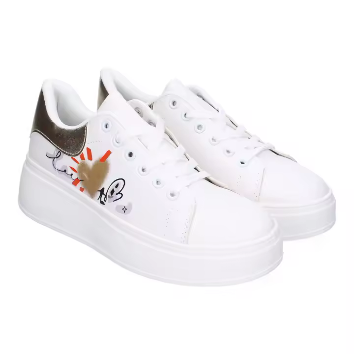 PuntoSalao Zapatillas deportivas planas elegantes para mujer color oro LHD-112 - 1