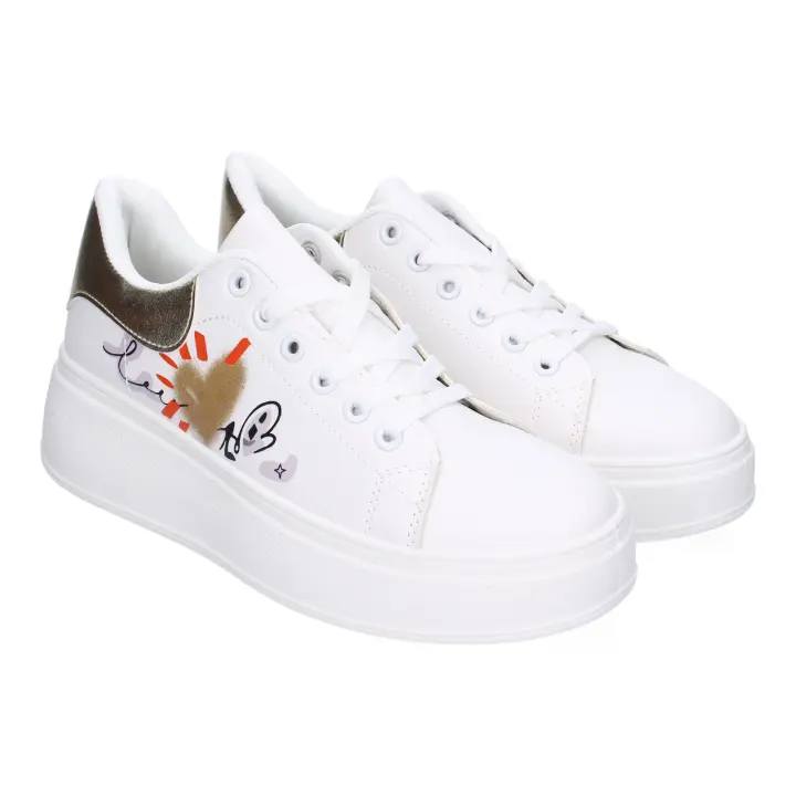 PuntoSalao Zapatillas deportivas planas elegantes para mujer color oro LHD-112 - 1