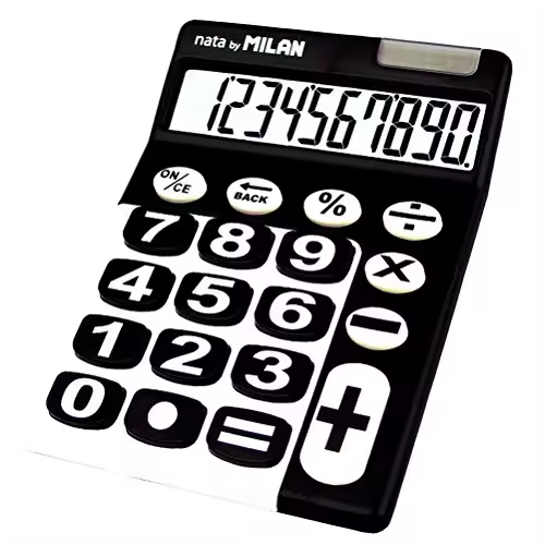 Milan 150610KBL - Calculadora de sobremesa, 10 dÃ­gitos, color negro y blanco - 1