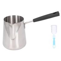 Cafetera turca de 600 ml de acero inoxidable con superficie brillante, resistente a altas temperaturas, fácil de limpiar y calentador de mantequilla. - details 0