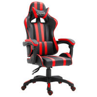 vidaXL Silla de gaming de cuero sintético color vino tinto en color Rojo vino tinto/Rojo | cómodas modernas ergonómicas para comedor cocina salón hogar - details 1