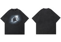 Camiseta De Algodón Retro Lavado En Negro Para Hombres Y Mujeres Estilo Hip Hop Streetwear Con Diseño Misterioso Mano Oversized Tees Casuales Para Primavera Y Verano - details 4
