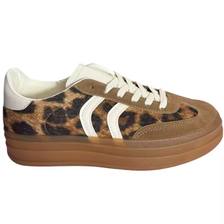 Everlyx - Zapatillas con Efecto Pelo de Leopardo con Diseño en Blanco y Plataforma de Goma - Puntera de Serraje Sintético - Animal Print - Alta Calidad - Sneakers de Mujer - Modelo Alexa - BH-2202 - 1