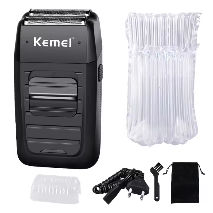 Kemei-afeitadora inalámbrica recargable para hombre, máquina de afeitar de Doble Hoja, para Barba recíproca, cuidado facial, multición, KM-1102 - 1