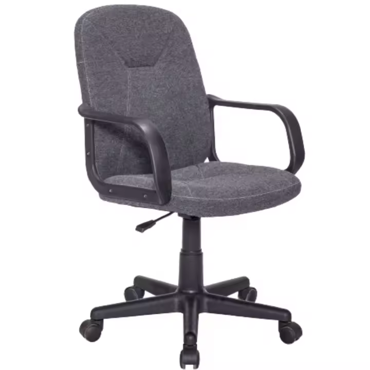 Silla de Oficina Cómoda Estilo Comtemporáneo en Color Gris Antracita con Ruedas, Reposabrazos y Regulable de Tela o Símil al Cuerro 57x103x46 cm - 1