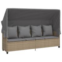 vidaXL Tumbona con capota y cojines ratán sintético Negro y crema, Marrón y crema, Gris Sillas de Exterior Ideal para jardín, playa, piscina, terraza Tumbona Piscina Tumbonas Playa Tumbonas Jardín Exterior - details 3