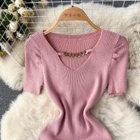 Vestido De Verano Con Diseño De Cadena Y Mangas Cortas Estilo Coreano Ajustado Para Mujer Vestido De Fiesta Mini De Cintura Alta Con Cierre Pullover - details 10