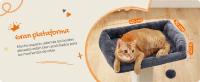 FEANDREA Rascador para Gatos, Poste de Rascado con Plataforma de Tela de Felpa de 40 x 30 cm, Árbol para Gatos, Altura de 68 cm, Poste de Sisal, con Pompón, Gris Claro/Gris Oscuro - details 1