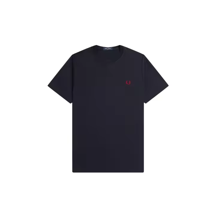 Fred Perry Crew Neck T-Shirt Navy / Burnt Red - 1