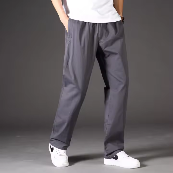 Pantalones Casuales De Algodón Para Hombre Primavera Verano Cintura Elástica Estilo Harajuku Con Bolsillos Y Cierre De Cremallera - 1