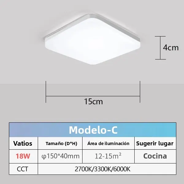 MARPOU Luz De Techo LED Cuadrada 48W 36W 24W 18W Luz Natural Blanco Cálido Blanco Frío Decoración Para Sala De Estar Dormitorio Cocina - 1