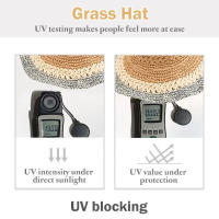 Sombrero de Paja de Verano para Mujer, Sombrero de Playa de Ala Ancha con Protección UV, Cómodo y Transpirable, Ajustable y Plegable, Ideal para Viajes y Aire Libre (Gris/Negro/Verde/Khaki/Beige) - details 4