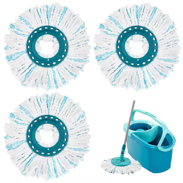 Cabezal de fregona húmeda y Seca de microfibre, 3 piezas, se adopta a la almohadilla de repuesto de fregona giratoria Leifheit ZP - 1