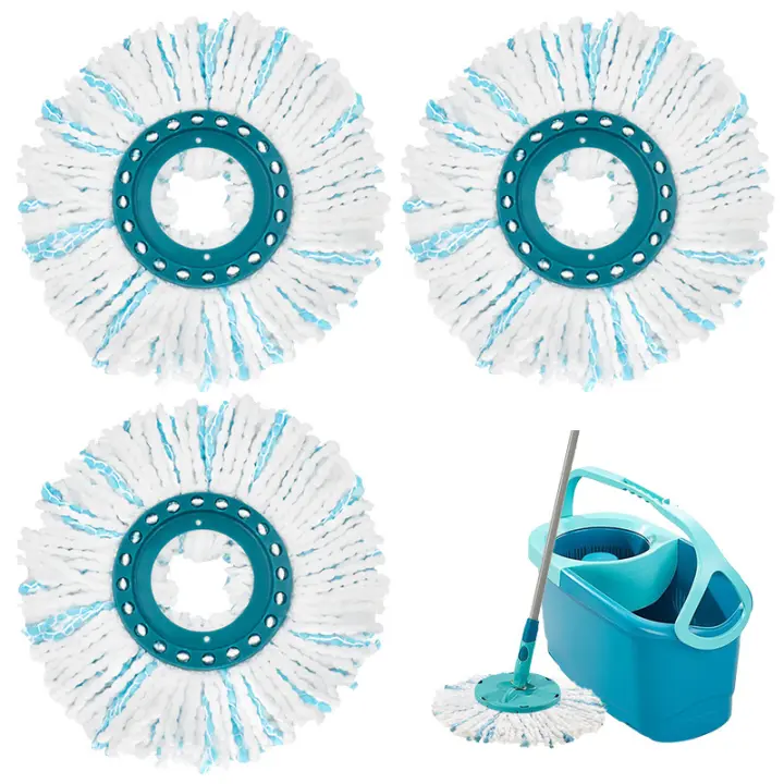 Cabezal de fregona húmeda y Seca de microfibre, 3 piezas, se adopta a la almohadilla de repuesto de fregona giratoria Leifheit ZP - 1
