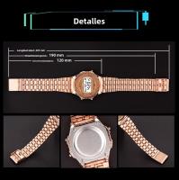 Reloj Digital Elegante Para Mujer En Oro Y Plata De Acero Inoxidable Reloj De Pulsera Electrónico Para Negocios Y Hombres - details 41