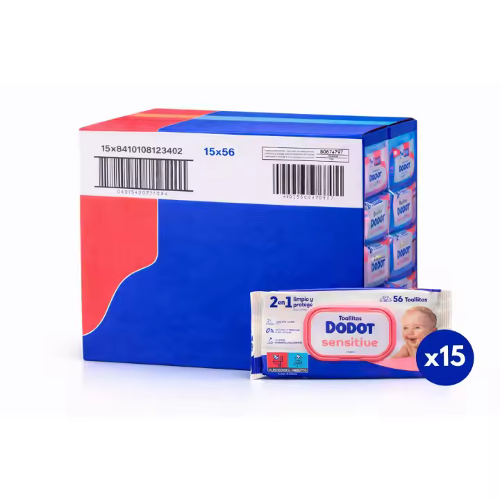 Toallitas Dodot Sensitive Pack Ahorro 840 Toallitas (15x56) – Máxima Suavidad para Piel Sensible - 1