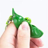 Squeeze Soybeans Fidget,3 pcs Pea Pod Fidget Relief Anxiety and Stress Fidgets Keyring Squishy Bean Keychain - details 4