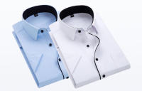 Camisa Negra De Verano Para Hombre Talla Grande 5XL Blanco Azul Estilo Formal Sin Hierro Corta Frontera Twill Cuello En V Prenda Deportiva Diaria - details 1