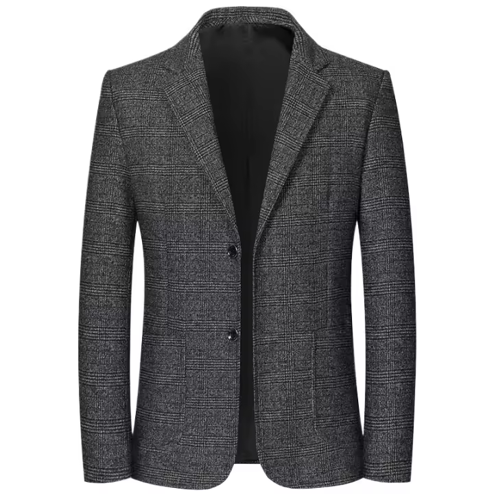 Traje Retro Para Hombre Con Cuadros Alta Calidad Primavera Otoño Moda Casual Elegante Chaqueta Top Con Cierre Único - 1