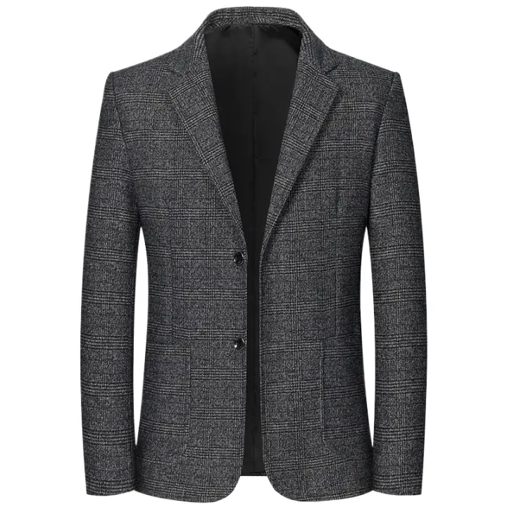 Traje Retro Para Hombre Con Cuadros Alta Calidad Primavera Otoño Moda Casual Elegante Chaqueta Top Con Cierre Único - 1