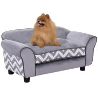 Pawhut Sofá para Mascotas con Patas Cama para Perros de Madera con Cojín Acolchado Acogedora Funda Lavable 73,5x41x33 cm Gris - details 0