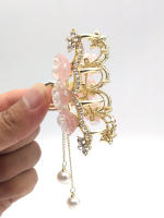 1pcs Hermoso Y Elegante Pinza Para Cabello Con Flor De Cristal Y Perla Para Mujeres Y Niñas Accesorios De Peluca Para Fiestas Y Cuentas De Cabellera - details 3