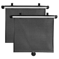 2Pcs Sombrilla De Ventana Lateral Para Coche Protección Solar Con Botón De Presión Cortina Retráctil Telescópica Bloqueo PVC Negro Y Blanco - details 4