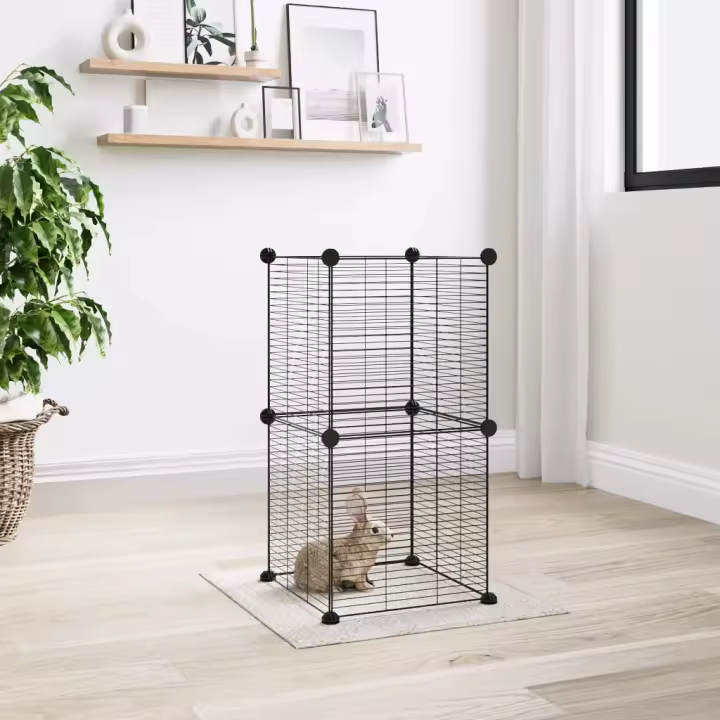 vidaXL Jaula para mascotas de 8 paneles acero negro 35x35cm - 1