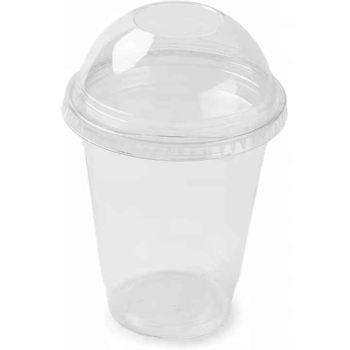 Home Solazzia - Vasos para batidos con tapas de cúpula de 350/500 ml (paquete de 50) transparentes a prueba de derrames, perfectos para batidos, jugos, batidos, bebidas frías y gruesas - 1