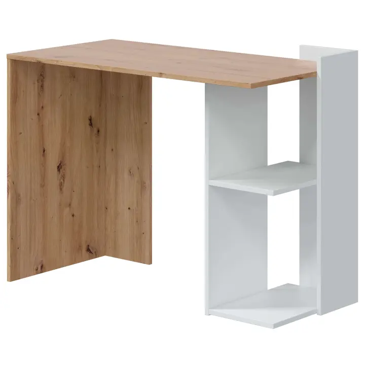 Mesa escritorio Kenia en color roble nodi y blanco artik 78x100x52 cm - 1