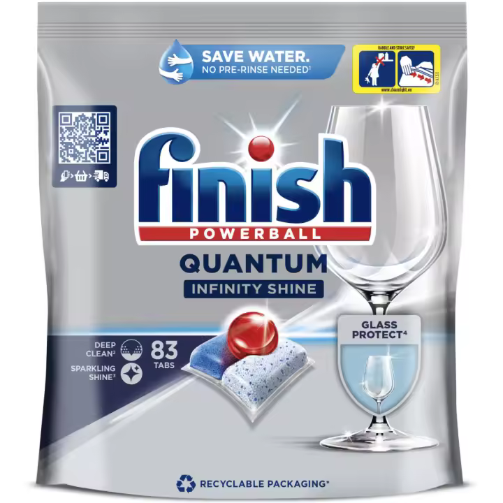 Finish Powerball QUANTUM INFINITY SHINE Pastillas para Lavavajillas,Limpieza Profunda, Brillo Excepcional, Protege contra Corrosión, Profesional - 1