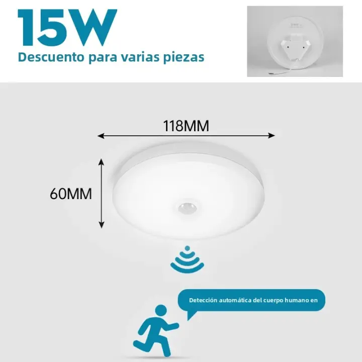 Lámpara De Techo LED Con Sensor De Movimiento Para Decoración De Habitaciones Y Pasillos Luminaire Circular Inteligente Bulbo LED Blanco Fuente De Alimentación AC - 1