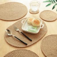 Mantelos Redondos Tejidos a Mano Para Café Y Té Tapete De Madera Decorativa Para Comedor Estilo Prarie Chic Material Lino - details 1