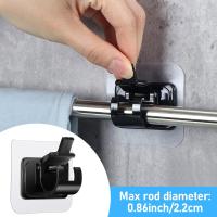 6 soportes para barra de cortina, autoadhesivos, ajustables sin clavos, fijación de pared (negro) - details 2