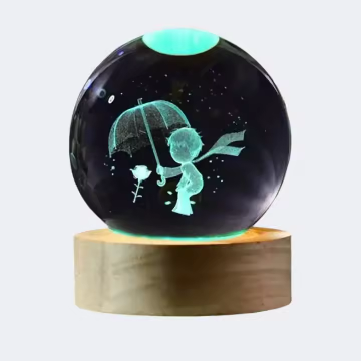 Lámpara De Noche De Cristal Con Bola De Cristal Y Paraguas 3D Para Regalos De Graduación Y Familia Amigos Luz De Mesa Interior - 1