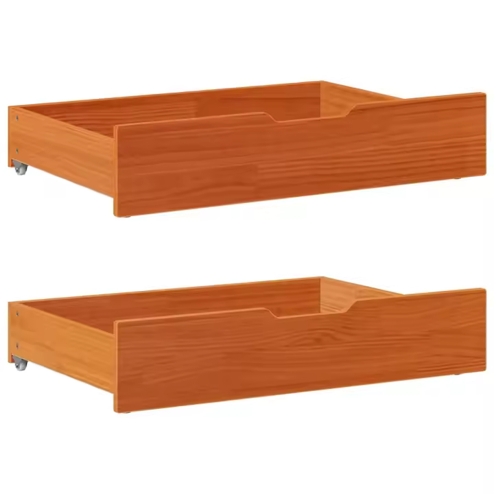 Cajones debajo cama 2 uds madera maciza pino marrón 80x55x17 cm - 1