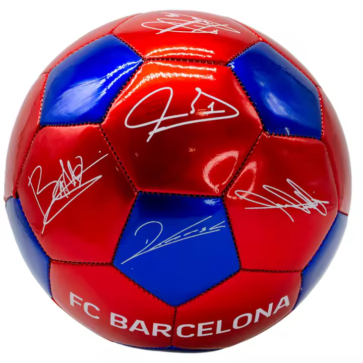 FC Barcelona - Balón Fútbol Colores Brillantes Barça Firmas - Talla 5 Escudo - Producto Oficial - 1