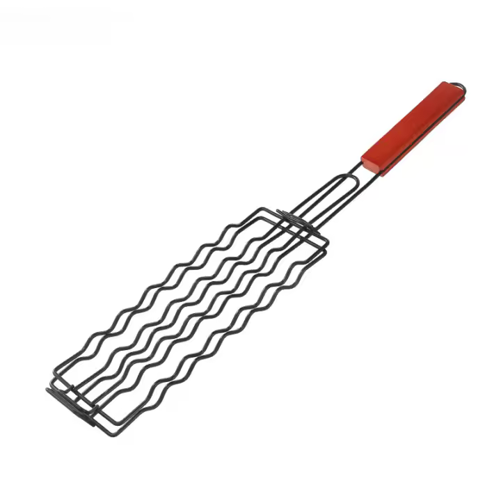 Cesta De Asado De Perro Caliente En Acero Inoxidable Con Pinza Antideslizante Para Salsichas Pescado Y Jamón Herramienta De Barbecue - 1