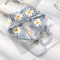 AWAYTR Diadema Corta Tejida a Mano Con Flores En Forma De Triángulo Hueco Estilo Dulce Y Moderno Para Mujer Toalla De Cuello Accesorio De Cabello - details 6