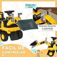 HOMCOM Tractor Correpasillos con Licencia Caterpillar Excavadora para Niños de 18 a 36 Meses con Pala Delantera y Bocina Carga 25 kg 78x29,5x54 cm Amarillo - details 4