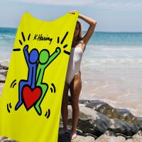 Toalla De Playa K-Keith-Haring Impresión Microfibra Absorbente Secado Rápido Suave Para Yoga Natación Resort Montañismo Tamaño 76x182 Cm - details 4