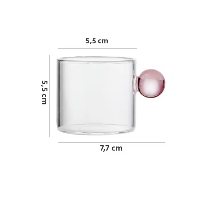 Taza De Café Expresso De Vidrio Pequeña Con Asa Y Taza Para Casa Decoración De Mesa Jugo De Carne Café Té Agua Eco-amigable - 1